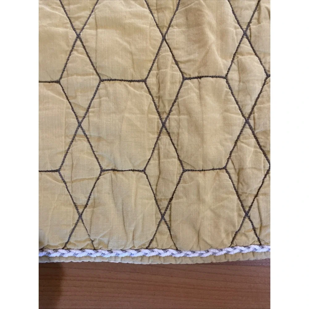 Pottery Barn Kids West Elm Yellow Gold Gray Honeycomb Crib Nursery Quilt